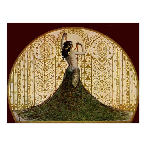 Woman in a Peacock Skirt Post Card