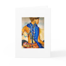 Woman in Beads Greeting Cards