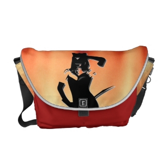 Woman in black cat suit on a flames background