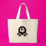Woman in Blue in Cartoon Car Canvas Bag