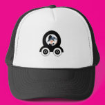 Woman in Blue in Cartoon Car Hats