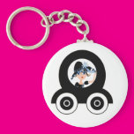 Woman in Blue in Cartoon Car Keychains