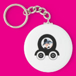 Woman in Blue in Cartoon Car Key Chains