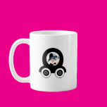 Woman in Blue in Cartoon Car Mugs