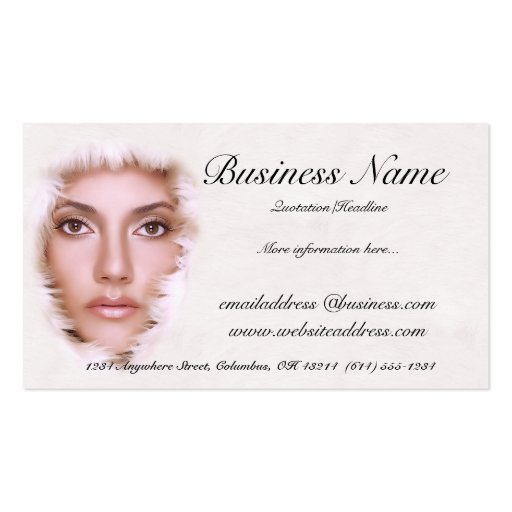 Woman in Fur Like Fabric Business Cards (front side)