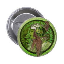 Woman in Green - LAUREL Pinback Button