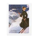 Woman in Green Skiing Poster Post Cards