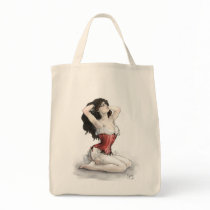 Woman in Red Corset bags by opheliasart Woman in Red Corset bags