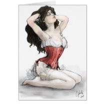 Woman in Red Corset cards