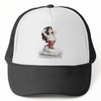 Woman in Red Corset hats