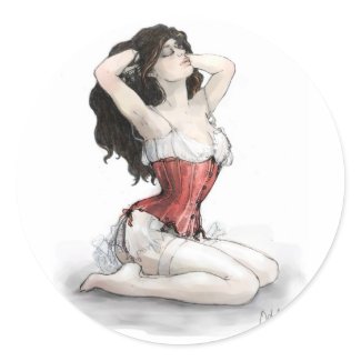 Woman in Red Corset sticker