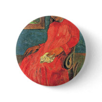 Woman In Red Dress By Paul Gauguin (Best Quality) Button