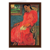 Woman In Red Dress By Paul Gauguin (Best Quality) Card