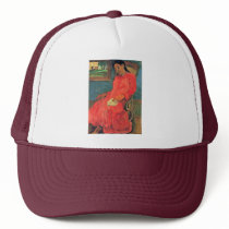 Woman In Red Dress By Paul Gauguin (Best Quality) Mesh Hat