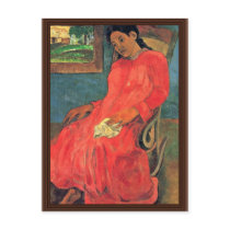 Woman In Red Dress By Paul Gauguin (Best Quality) Post Cards