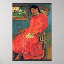 Woman In Red Dress By Paul Gauguin (Best Quality) Print