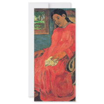 Woman In Red Dress By Paul Gauguin (Best Quality) Rack Card