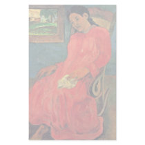 Woman In Red Dress By Paul Gauguin (Best Quality) Custom Stationery
