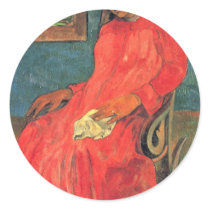 Woman In Red Dress By Paul Gauguin (Best Quality) Stickers
