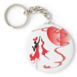 Woman in red dress dancing passionate keychain