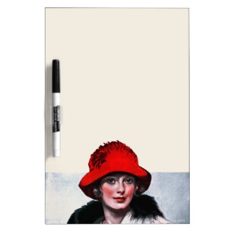 Woman in Red Hat Dry-Erase Board