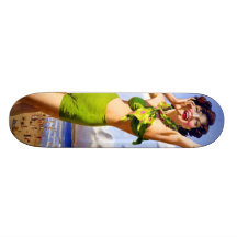 Woman in Swimsuit at the Beach Custom Skate Board