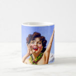 Woman in Swimsuit at the Beach Mugs