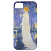 Woman in white with Calla lillies iPhone 5 Case