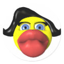 Woman kissing yellow smiley stickers
