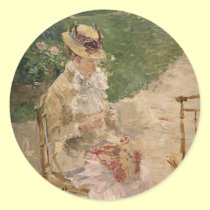 Woman Knitting, Berthe Morisot Fine Ar stickers by vintagegiftmall Woman Knitting, Berthe Morisot Fine Ar stickers