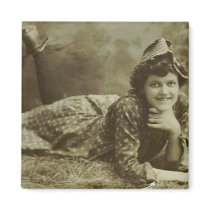 Woman laying on the grass magnets by amazingvintage Woman laying on the grass magnets