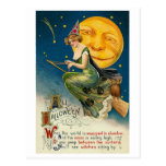 Woman on Broomstick All Halloween Postcards