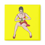 Woman Opening Gift Refrigerator Magnet