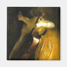 Woman Playing Cello Fridge Magnet