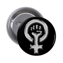 Woman power chrome button buttons