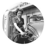 Woman Pumping Gas Vintage Louisville Kentucky Sticker