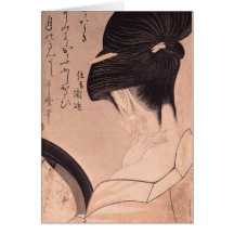 Woman Putting on Make-up Greeting Card