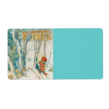 Woman Putting on Skis - Skidloperskan Custom Shipping Label