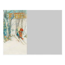 Woman Putting on Skis - Skidloperskan Postcards