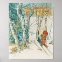 Woman Putting on Skis - Skidloperskan Posters