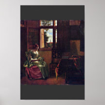 Woman Reading A Letter By Hooch Pieter De Posters