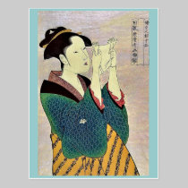 Woman reading a letter by Kitagawa, Utamaro Ukiyo postcards