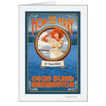 Woman Riding Ferry - Orcas Island, Washington Greeting Cards