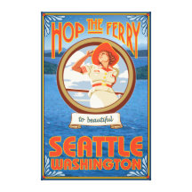 Woman Riding Ferry - Seattle, Washington Canvas Prints