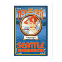 Woman Riding Ferry - Seattle, Washington postcards