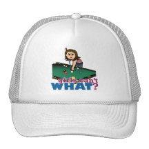 Woman Shooting Pool Trucker Hat