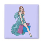 Woman Shopping For Gifts Fridge Magnets