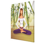 Woman sitting in lotus position, meditating gallery wrap canvas