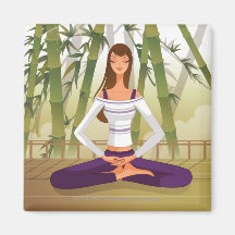 Woman sitting in lotus position, meditating fridge magnet