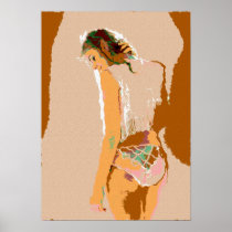 Woman Standing In Water Fall Abstract posters
